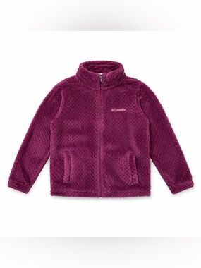 Columbia Kids Fleece Jacket Youth Medium 10-12 Pink Full Zip Sherpa Cozy Soft